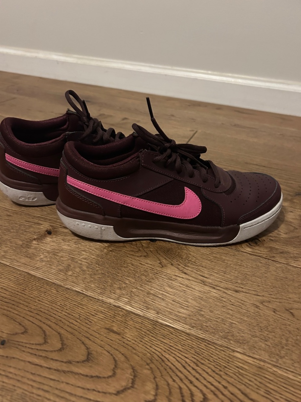 Nike Burgundy Sneakers with Pink Swoosh